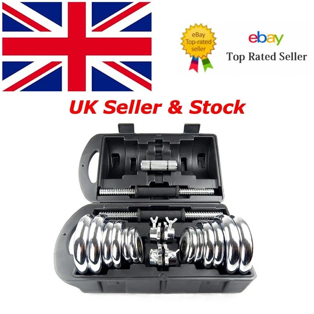 Adjustable Cast Iron Dumbbell Set Pair 20KG Workout Dumbbells Weight UK