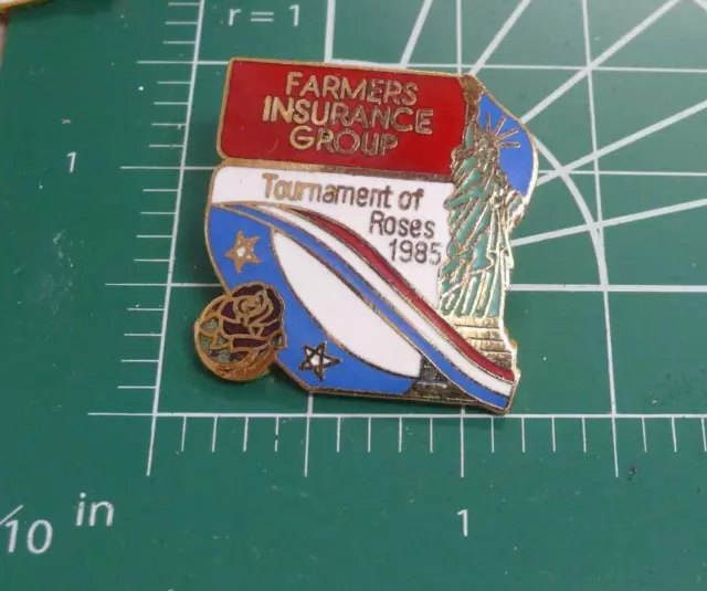 Tournament  Roses Parade Rose Bowl Statue of Liberty Pin 1985 Farmer's Insurance