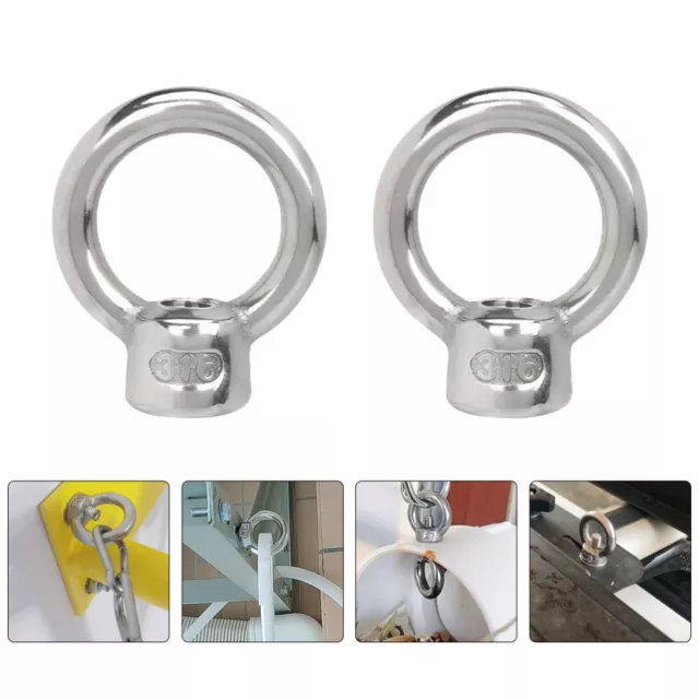 4 Pcs Eye Nut Tie- Downs Bolt Anchor Screws Stainless Steel Ring