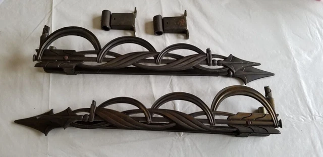 Pr Antique Art Deco Victorian Swing Arm Curtain Drapery Rods w/ Brackets Excelle