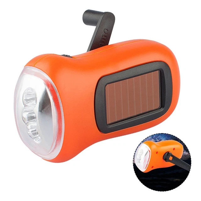 Torcia Energetica Portatile A Manovella E Solare - Ricaricabile, Impermeabile, 1000 Mcd, Per Campeggio Ed Emergenza