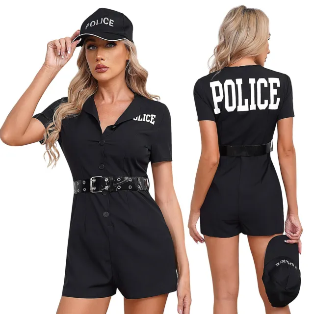 Set da donna 3 pezzi abito fantasioso poliziotto cosplay costumi notch revers sfacciato 2