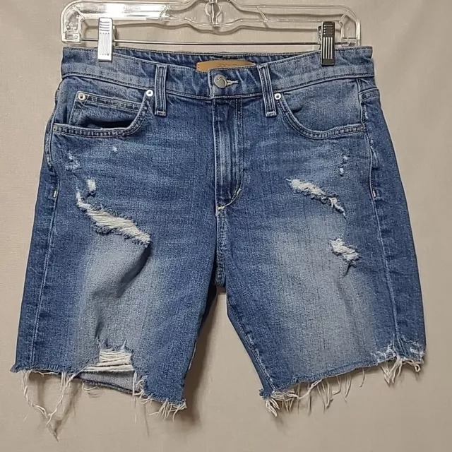 Joes Jeans Womens 26 Blue Dark Wash Distressed Farren Denim Shorts Stretch