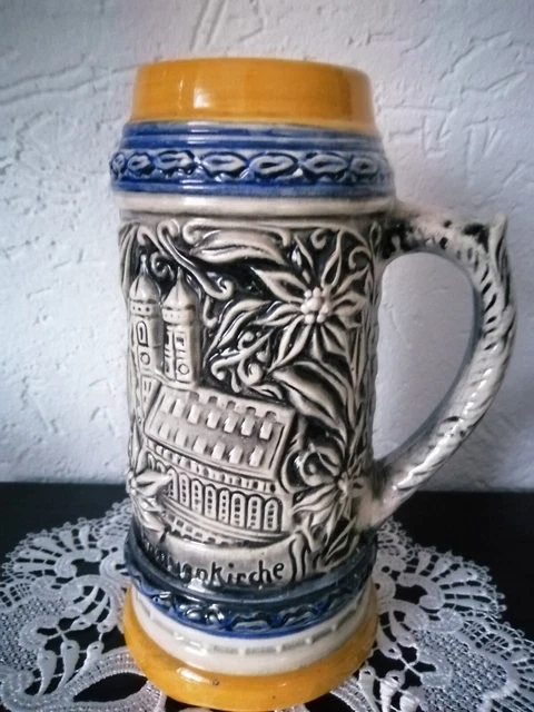 Alter Bierkrug mit Motiv " Hof Bräuhaus Frauen Kirche"