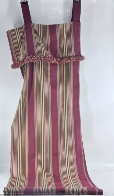 PAIR Waverley Sweetwater Striped Tab Fringed Valance Curtain Drape Panel 42x82"