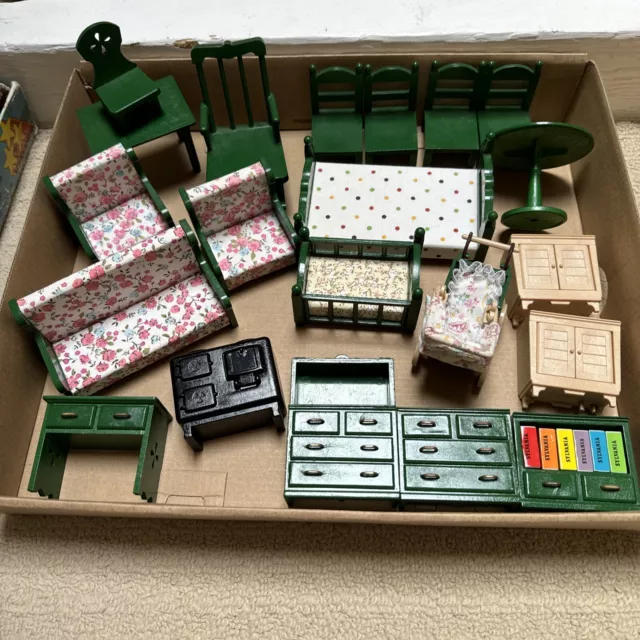 Sylvanian Families Dark Green Furniture Bundle vintage 1980s 1987-1988