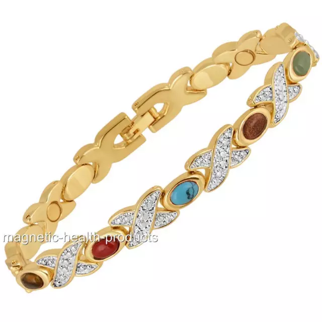 Ladies Magnetic Healing Bracelet Mixed Stone Bangle - Arthritis Pain Relief 43