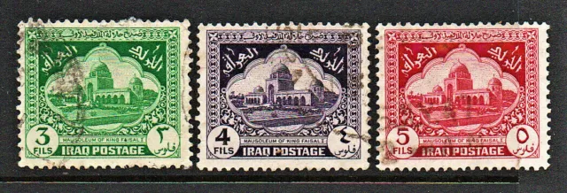 Used set of 3 stamps " MAUSOLEUM OF KING FAISAL I " Iraq 1941
