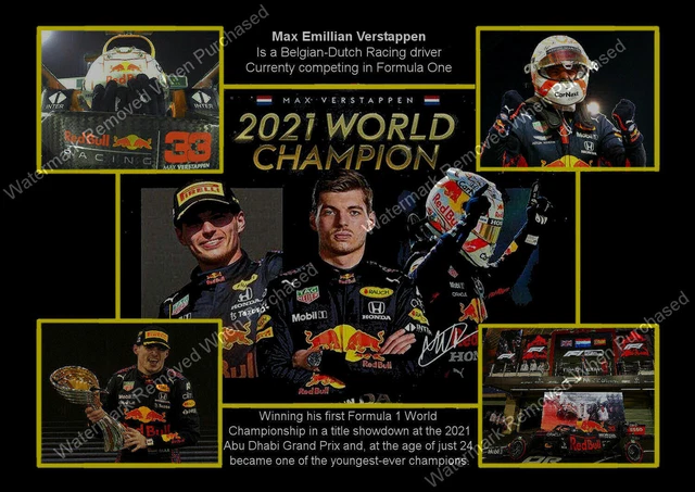 NEW MAX VERSTAPPEN 2021 World Champion Red Bull F1 Racing A4 Photo