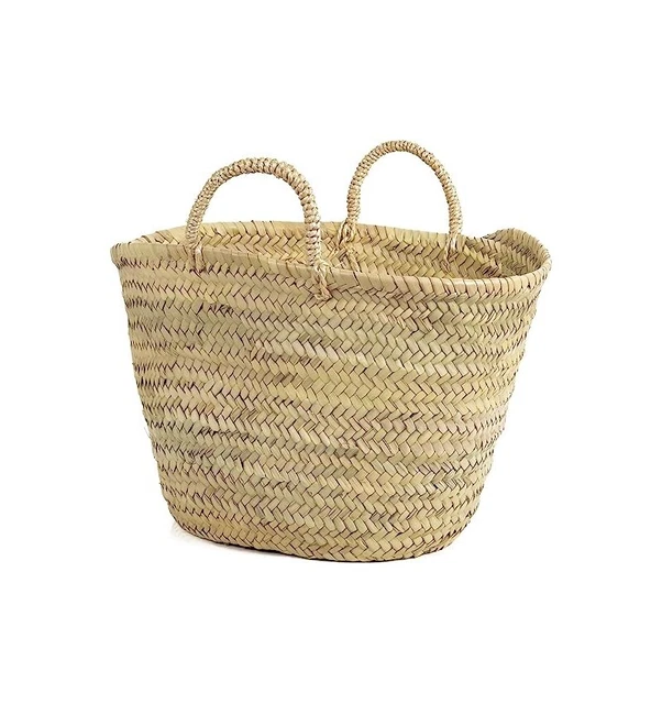 Bolso cesto infantil de mimbre de fibras naturales. Capazo de Palma para niños y