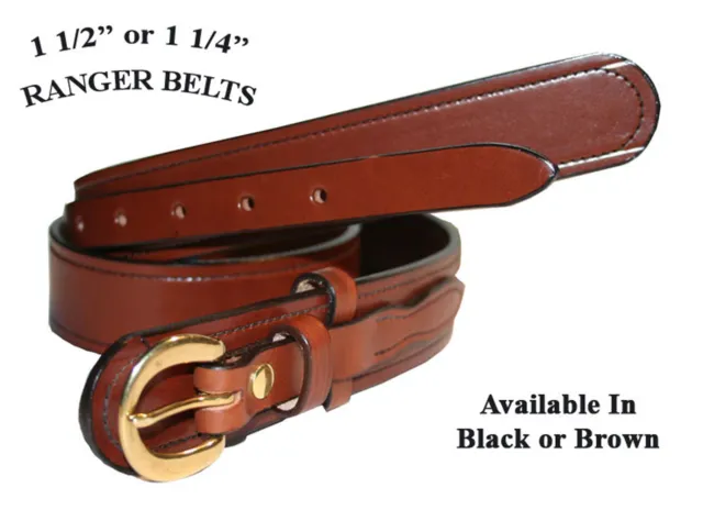 1 1/2" Wide Amish Hand Made Ranger Belts - 3 Styles