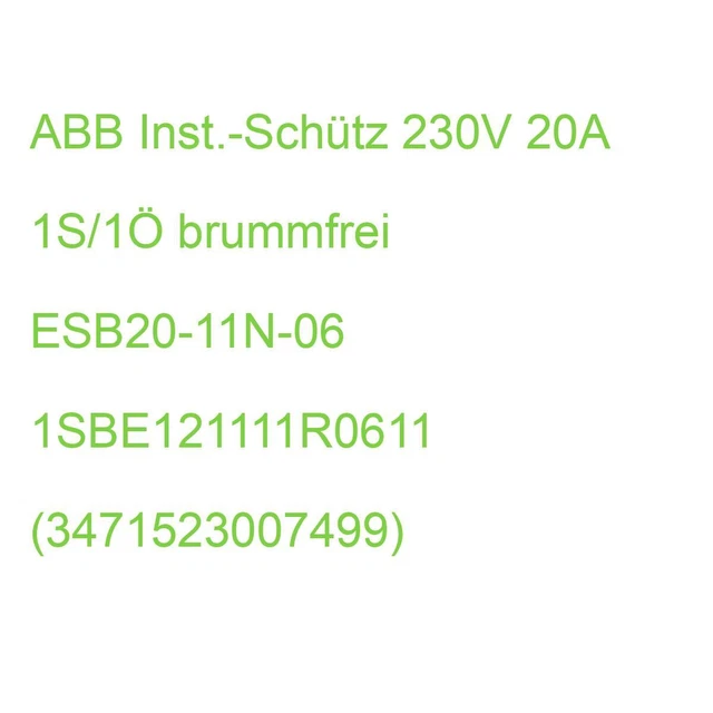 ABB Inst.-Schütz 230V 20A 1S/1Ö brummfrei ESB20-11N-06 1SBE121111R0611 (34715230