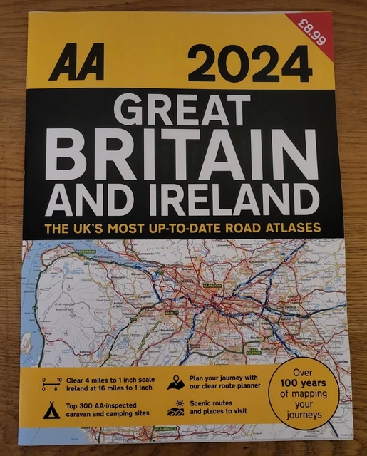 AA 2024 Great Britain & Ireland A3 Road Atlas Route Planner Map Large Scale UK