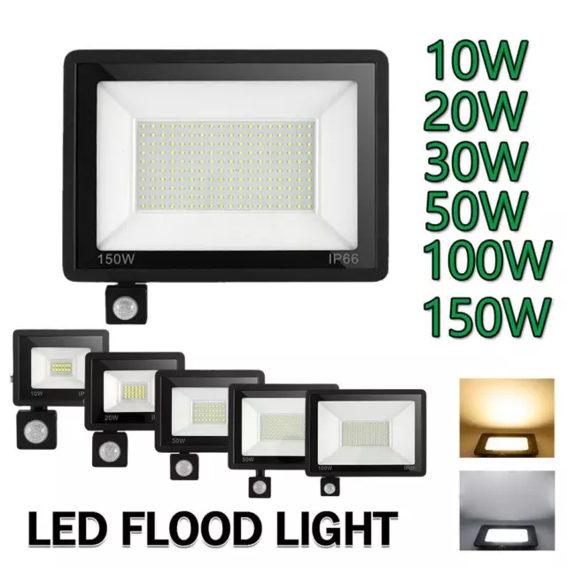 10W-150W Outdoor LED Floodlight PIR Motion Sensor Garden Flood Lig Security G1D6