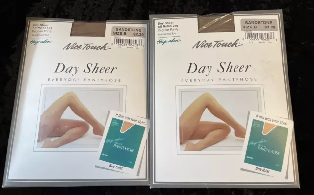 NOS 2 pair Nice Touch Day Sheer Everyday pantyhose size B Sandstone