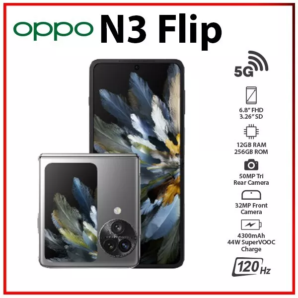 OPPO Find N3 Flip 5G 12GB+256GB BLACK GLOBAL Ver. Dual SIM Android Mobile Phone