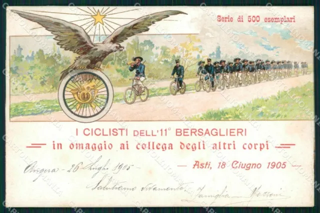 Militari 11° Reggimento Bersaglieri Ciclisti Asti cartolina XB7123