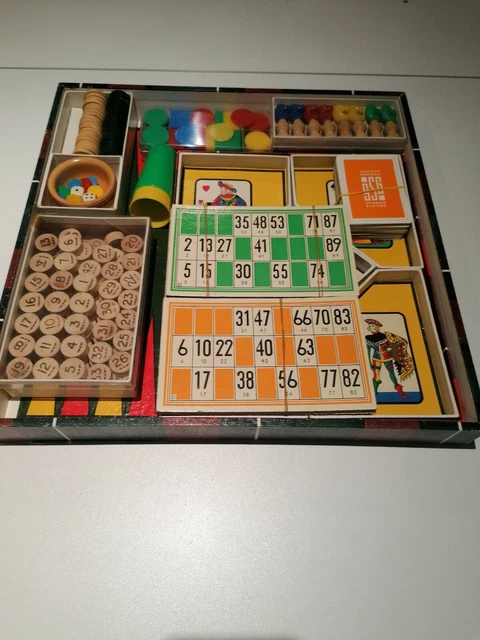 Coffret Jeu de Société Ancien Jeu Dames en bois, chevaux