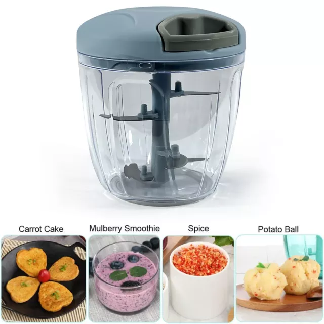 Pull String Hand Chopper Manual Food Processor To Slice Kitchen Tool 900ml