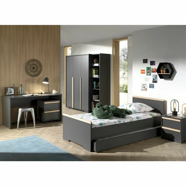 Paris Prix - Chambre Complète Enfant 7p "london" Gris Anthracite