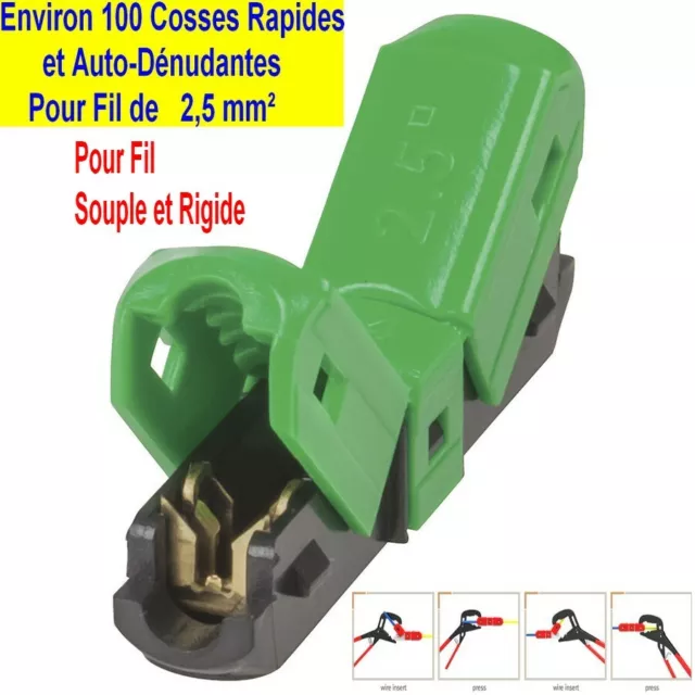 100 COSSES Borne Connexion Auto Dénudant,Connecteur,Connectors JOW,Fil de 2,5mm²