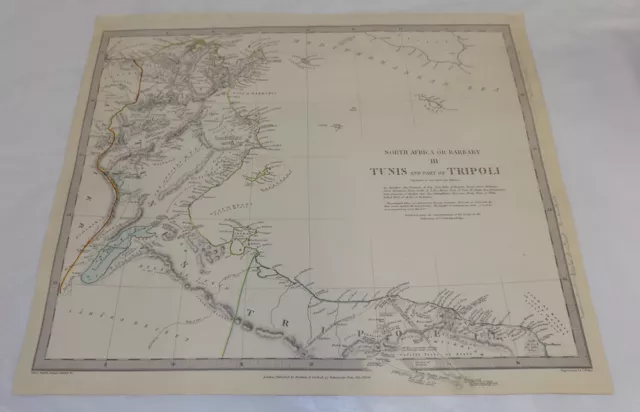 1836 Antique COLOR Map///TUNIS & PART OF TRIPOLI, NORTH AFRICA/BARBARY, PART 3