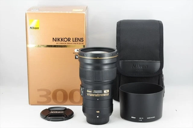 Nikon AF-S 300mm F/4 E VR PF ED Lens + Hood Near Mint in Box From Japan #5280A