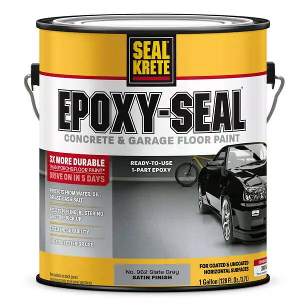 Armor Gray, Seal Krete Epoxy-Seal Low VOC Concrete and Garage Floor Paint, Gallo