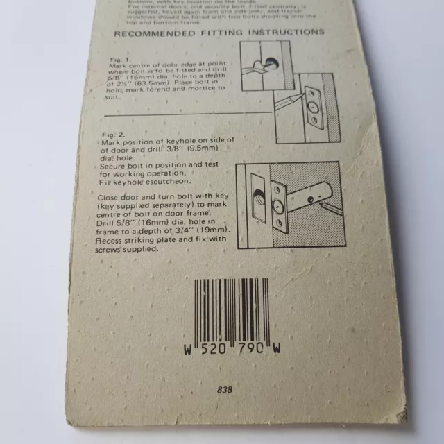 Wickes Security Door Bolts 2-pack patio home business french doors key brass 12