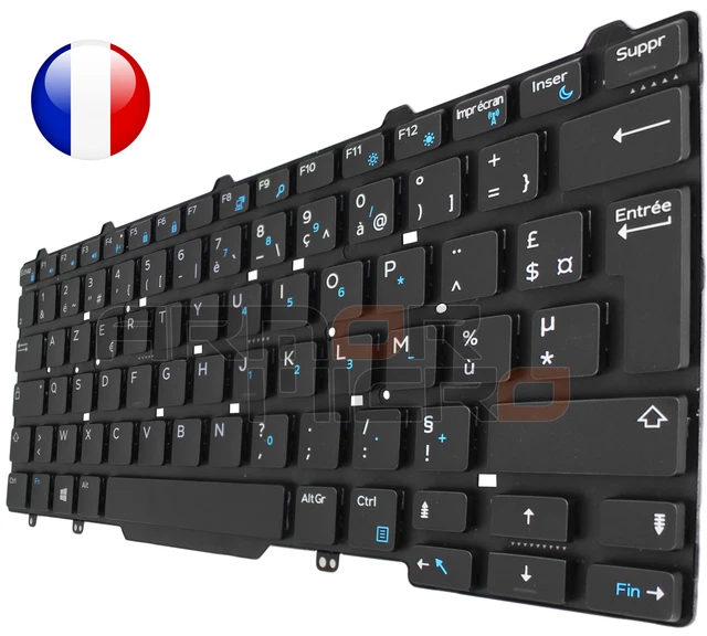Clavier AZERTY Français Neuf Pour Dell Latitude 3340, E5450, E7450 - Remplacement Compatible