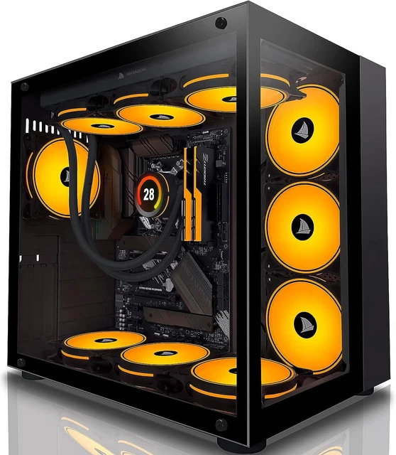 ATX PC CASE Gaming PC Case ，USB 3.0 Tempered Glass Front and Side