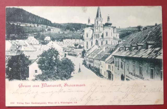 AK Gruß aus Mariazell Steiermark mit Gasthof zur Goldenen Kanone