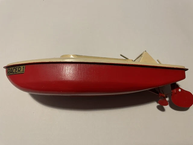 CIRCA 1950’S Rare Sutcliffe Tinplate Clockwork Racer 1 Boat working ...