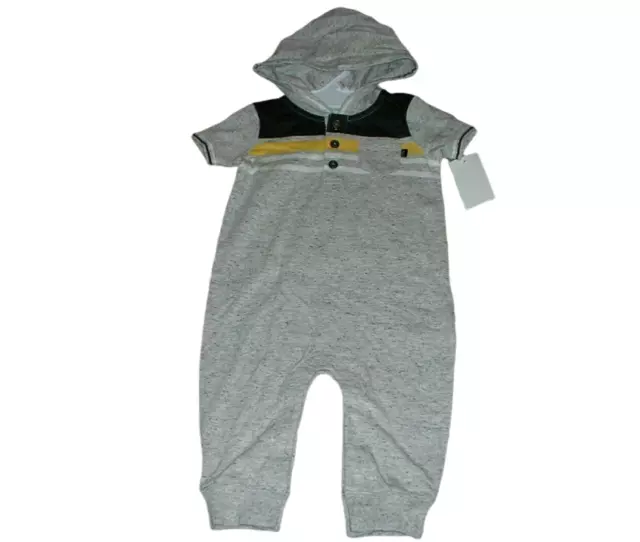 OshKosh B'Gosh Baby Boys Gray Hooded One-Piece Outfit Size 6-9 Months mos NWT