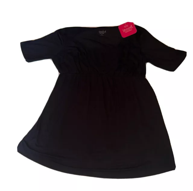 Isabel Maternity Elbow Sleeve Deep V-Neck Nursing Maternity Top, Black, XL, NWT