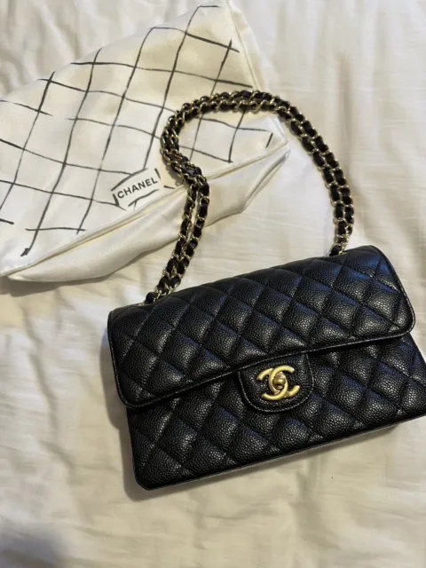 Chanel Quilted Caviar Leather Black Medium Double Flap Bag