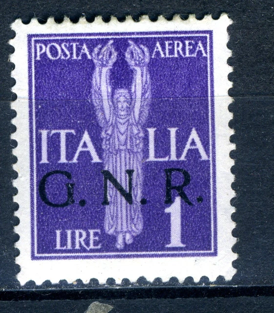 1943 Italy stamp: 1 Lira Air mail. overprint GNR