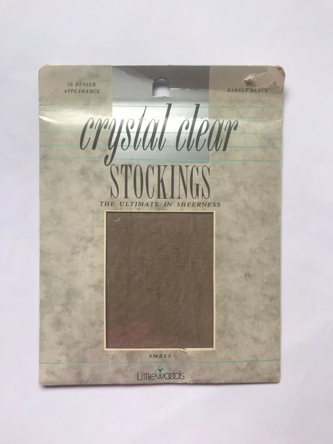 Vintage Nylon Stockings Crystal Clear Small  Sheer Barely Black Made In Italy