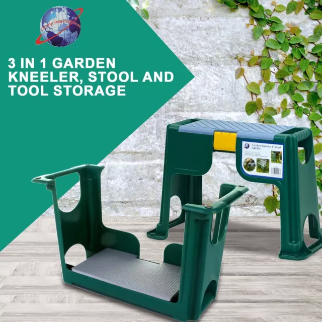 Portable 3 in 1 Garden Bench Kneeler Foam Seat Gardening Tool Box Storage Stool