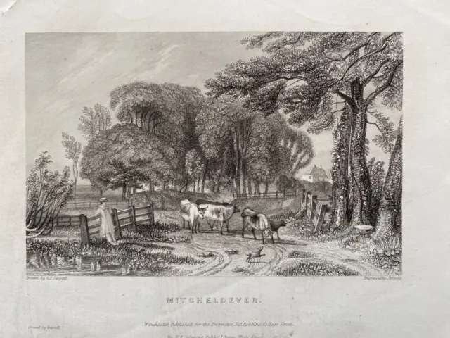1839 Antique Print: Micheldever,  Hampshire after Sargent