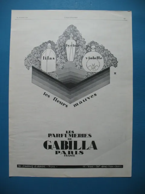 Publicite De Presse Les Parfumeries De Gabilla Les Fleurs Mauves Parfum 1926