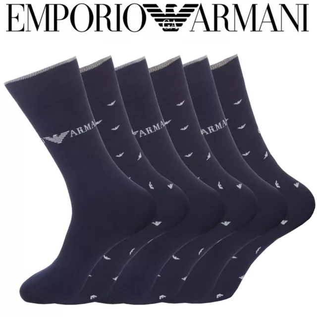 Emporio Armani Mens Socks 3 Pairs Cotton Gift Designer Dress Sock One Size