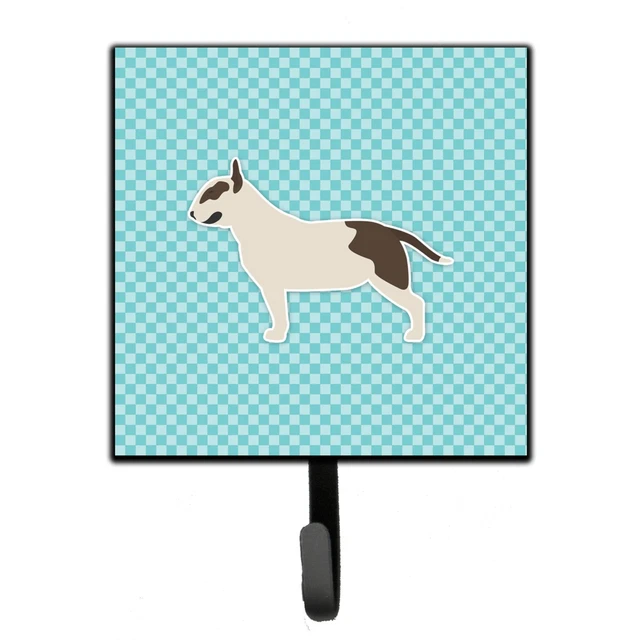 "Caroline's Treasures Bull Terrier Checkerboard Blue Leash or Key Holder BB37...
