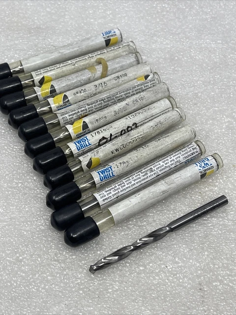 3/16” (.1875) Kennametal Solid Carbide Jobber Drill Bits, Lot Of (11)