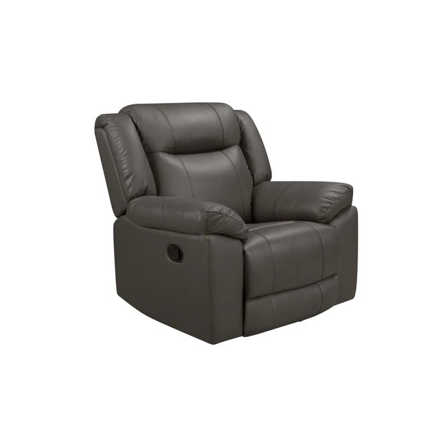 Tio 39 Inch Rocker Recliner, Smooth Gray Real Leather, Pocket Coil Seating- Tio 39 Inch Rocker Recliner, Smooth Gray Real Leather, Pocket Coil Seating-