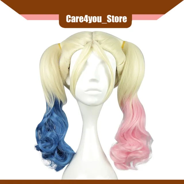Item of 1 Hair Wigs for Women 16" Platinum Gradient Pink Blue Wigs with Wig Cap