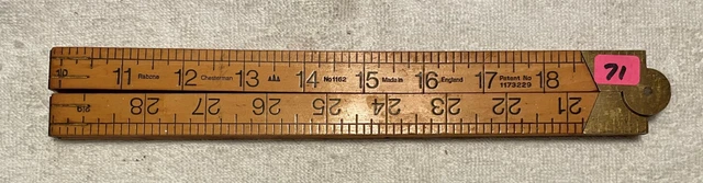 Vintage RABONE CHESTERMAN No 1162 Boxwood & Brass Folding Ruler 1 Yard 36" 0 71 Vintage RABONE CHESTERMAN No 1162 Boxwood & Brass Folding Ruler 1 Yard 36" 0 71