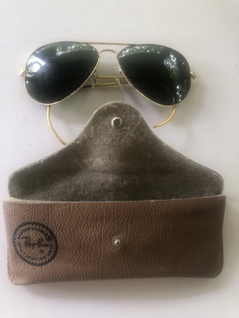 Vintage B&L US Ray Ban sunglasses aviator GOLD FRAME smoke Green 52-14 EXLT Vintage B&L US Ray Ban sunglasses aviator GOLD FRAME smoke Green 52-14 EXLT