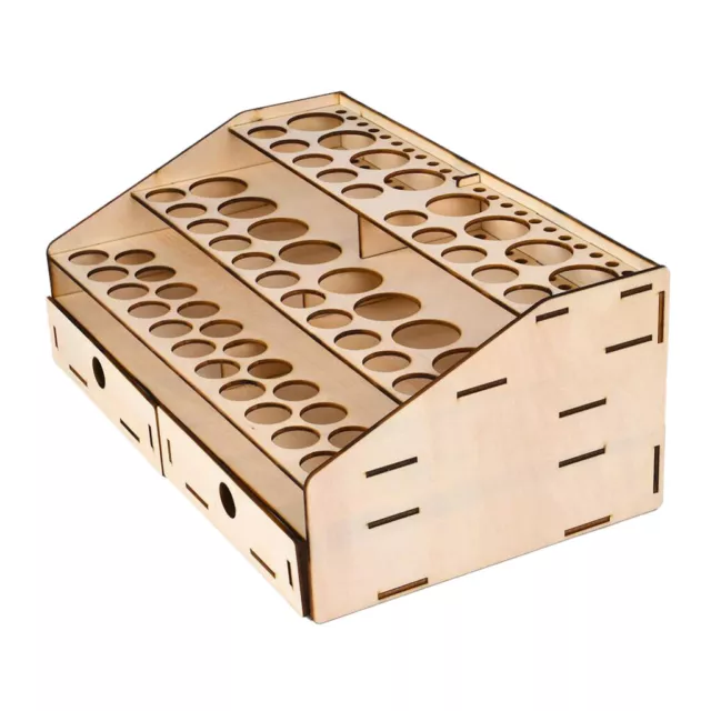 58-Holes Wooden Paints Bottle Storage Rack,Wood Craft Cosmetic Makeup Bottle