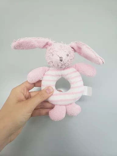 TOYS R US Pink Snuggle Chums Bunny Rabbit Baby Comforter soft toy